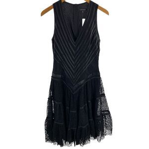 Strenesse Size 6 Black Lace Luxury Cocktail Dress Whimsigoth 100% Silk Victorian